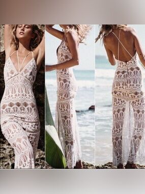 Sabo Skirt Ivory Lace Maxi Dress - Like New